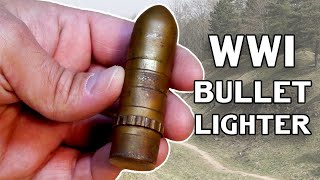 WWI Trench War Art  100 Year Old Brass Bullet Lighter Restoration [upl. by Koetke]