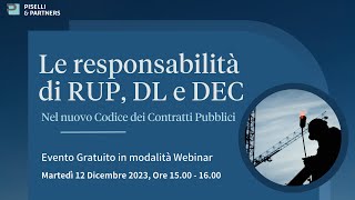 Le responsabilità di RUP DL e DEC [upl. by Layman652]