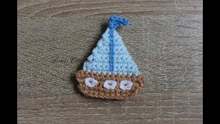 Crochet boat applique [upl. by Hadden]