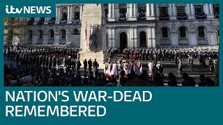 Live Remembrance Sunday commemorated at Cenotaph  ITV News [upl. by Sauers]