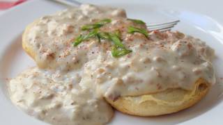 Country Gravy  Creamy Bacon Sausage Gravy Recipe [upl. by Nicolais449]