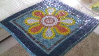 PART 1 DIY Mosaic Garden Table  Design amp Glue Tiles [upl. by Lyrac]