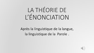 LA THÉORIE DE L’ÉNONCIATION [upl. by Sansen]