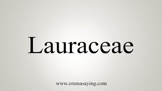 How To Say Lauraceae [upl. by Ahs]