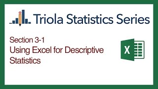 Excel Section 31 Using Excel for Descriptive Statistics [upl. by Eeclehc267]