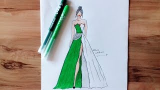 How to Draw Evening Dress [upl. by Akire]