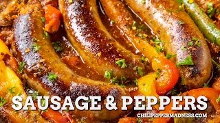 Sausage and Peppers Recipe  Chili Pepper Madness [upl. by Neeroc]