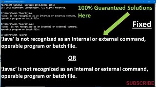 Solved Java is not recognized as an internal or external command operable program or batch file [upl. by Dorry]