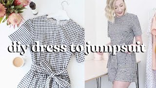 How To Turn A Dress Into A Jumpsuit  Free Pattern [upl. by Aisatal50]