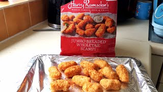 Harry Ramsdens Jumbo Breaded Wholetail Scampi  Iceland  Food Review [upl. by Collayer]