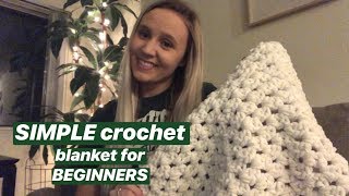 SIMPLE Double Crochet Blanket for Beginners [upl. by Haduhey]