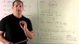 Equation of a Sphere Given Diameter [upl. by Wymore]