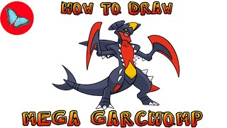 How To Draw Mega Garchomp Pokemon  Drawing Animals [upl. by Gusti]