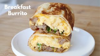 SAUSAGE EGGS AND CHEESE BREAKFAST BURRITO RECIPE  HOW TO MAKE EASY BREAKFAST BURRITO [upl. by Cirad]