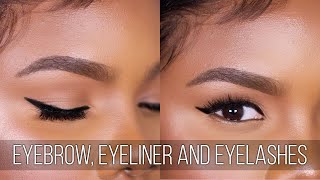 EYEBROW EYELINER for Hooded Eyes and EYELASH Tutorial for Beginners  Ale Jay [upl. by Adaynek]