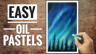 How to draw northern lights with oil pastels EASY [upl. by Dzoba163]