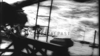 Allied Forces drop depth charges on a German submarine and force her to surface iHD Stock Footage [upl. by Thevenot]