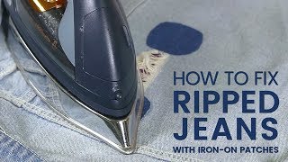 How to Fix Ripped Jeans with IronOn Patches [upl. by Mccallion82]