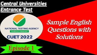 CUETCUCET Sample English Questions with Solutions Central Universities Entrance Test  Episode 1 [upl. by Letnuhs]