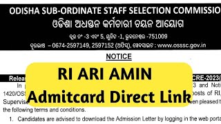 OSSSC RI ARI AMIN Admit Card Out [upl. by Lianne821]