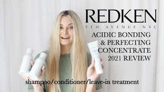 REDKEN REVIEW acidic bonding concentrate shampooampconditioneracidic perfecting leavein conditioner [upl. by Hairu977]