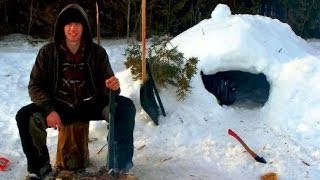 Survival How to Build a Quinzee  Snow Hut [upl. by Eillo]