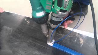 Geomembrane welding with EXON 1A extruder [upl. by Kirrad56]