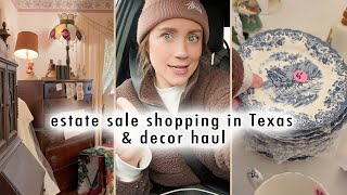 COTTAGE DIARIES  estate sale shopping in Texas amp decor haul [upl. by Enicul870]