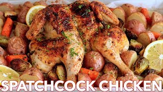 Roasted Spatchcock CHICKEN Recipe  ONE PAN Chicken Dinner [upl. by Fawn]