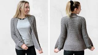 EASY CARDIGAN FOR BEGINNERS  FREE CROCHET PATTERN [upl. by Gnat84]