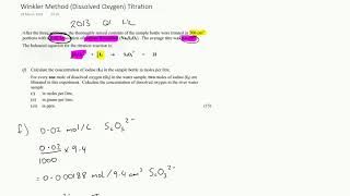 Dissolved Oxygen Winkler Method Titration Calculations Example [upl. by Inotna500]