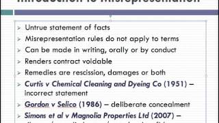 Misrepresentation Lecture 1 of 4 [upl. by Ettelra]