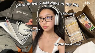 STUDY VLOG  6AM productive days in my life lots of studying booktok haul amp glass skin routine [upl. by Ellora]