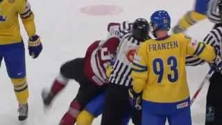 Erik Karlsson fights Koba Jass  IIHF 2012 [upl. by Ellenohs760]