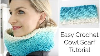 How to Crochet a Cowl Scarf tutorial  Beginner Friendly [upl. by Akirea]