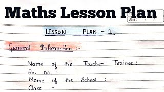 Mathematics Lesson Plan [upl. by Bakki]