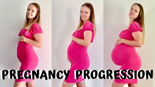 PREGNANT BELLY GROWTH  10  38 WEEKS TRANSFORMATION  SECOND PREGNANCY WEEK BY WEEK BUMP PROGRESS [upl. by Kenny]