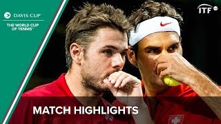 FedererWawrinka Switzerland vs BenneteauGasquet France Highlights  Davis Cup  ITF [upl. by Radnaskela143]