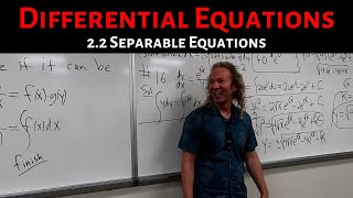 Differential Equations Lecture 22 Separable Equations [upl. by Botti]