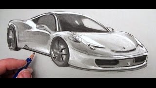 How to Draw a Car Ferrari 458 [upl. by Leahcimal]