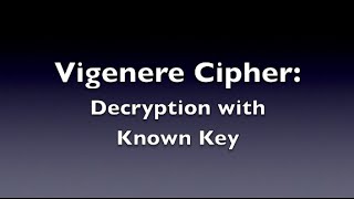 Vigenere Cipher  Decryption Known Key [upl. by Vadnee]