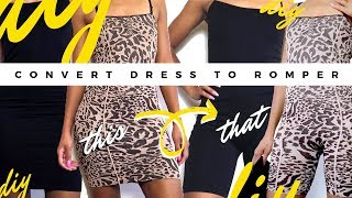 DIY Bodycon RomperPlaysuit  Dress To Romper Transformation  DIY Clothing Hack [upl. by Yarahs891]