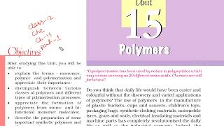 NCERT\CBSE class 12 chemistry chapter 15 Polymers part 1 [upl. by Luthanen166]