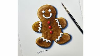 Painting a Gingerbread Man Cookie with Watercolor [upl. by Ydahs777]