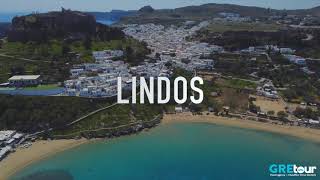 Lindos Rhodes  Aerial Tour 4K 2021 [upl. by Yelsnia]