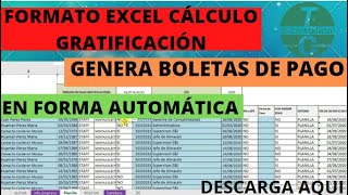 FORMULARIO EXCEL GENERADOR DE CALCULO DE GRATIFICACIONES Y BOLETAS DE PAGO [upl. by Averi]