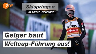 Skispringen Geiger verteidigt gelbes Trikot in Titisee  SPORTextra  ZDF [upl. by Aytida]