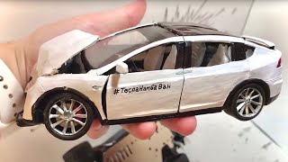 Unbelievable crash test Tesla Model S Full Destroyed scale car [upl. by Kyd]