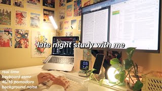 1 HOUR STUDY WITH ME 🌙 late night study vibes background noise mechanical keyboard typing [upl. by Homovec]