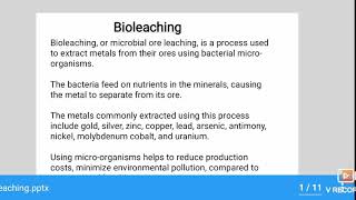 What is bioleaching part1 [upl. by Carrillo]